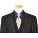 Extrema Violet / Black Plaid With Gold Windowpanes Super 120's Wool Vested Suit HN20119